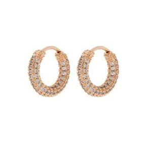 Luv Aj Baby Pave Amalfi Huggie Earrings- Rose Gold